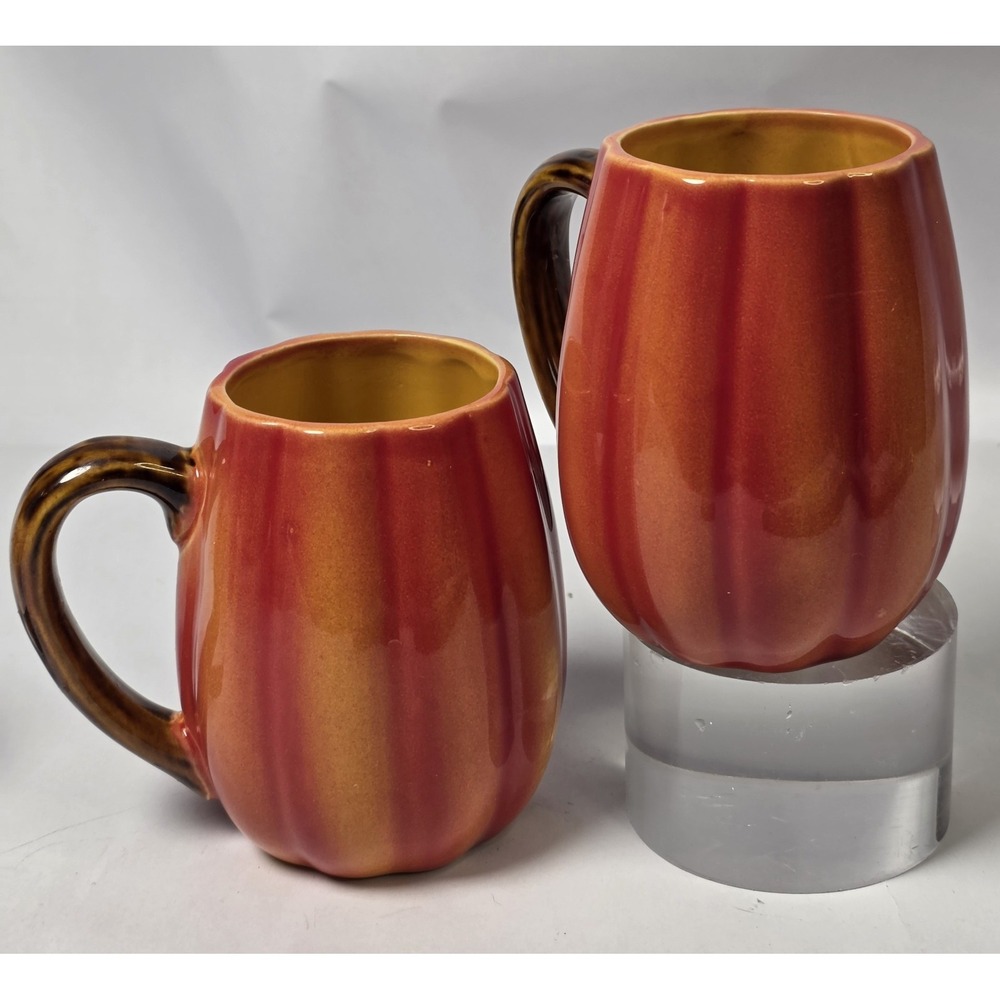 Pumpkin Ceramic Mugs  creates a cozy Setting during fall Set 2 Mugs Coffee Tea